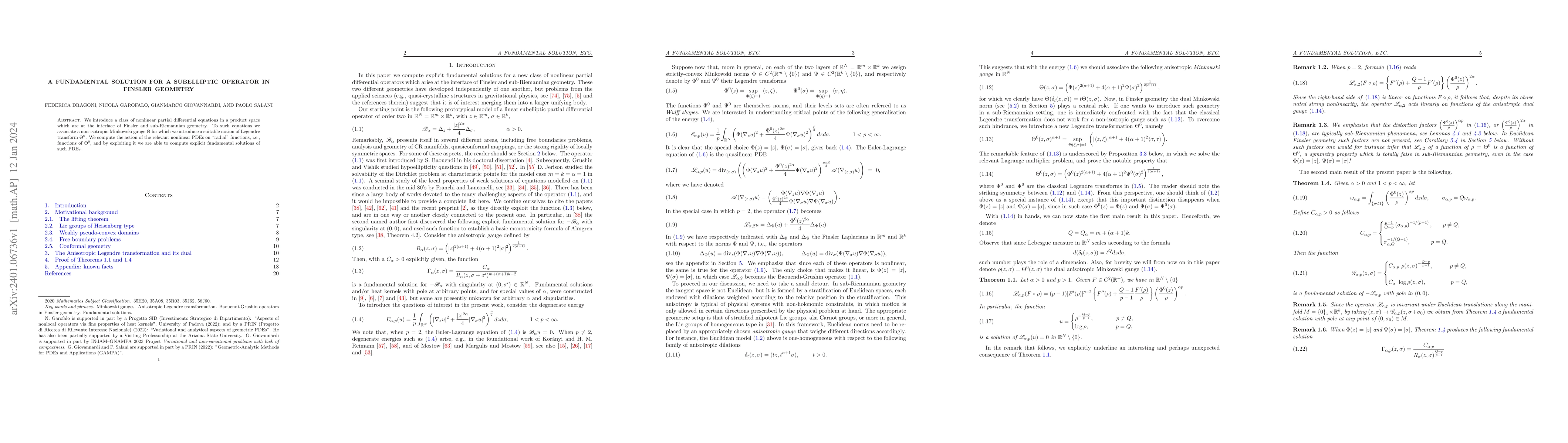 Thumbnail for A fundamental solution for a subelliptic operator in Finsler geometry