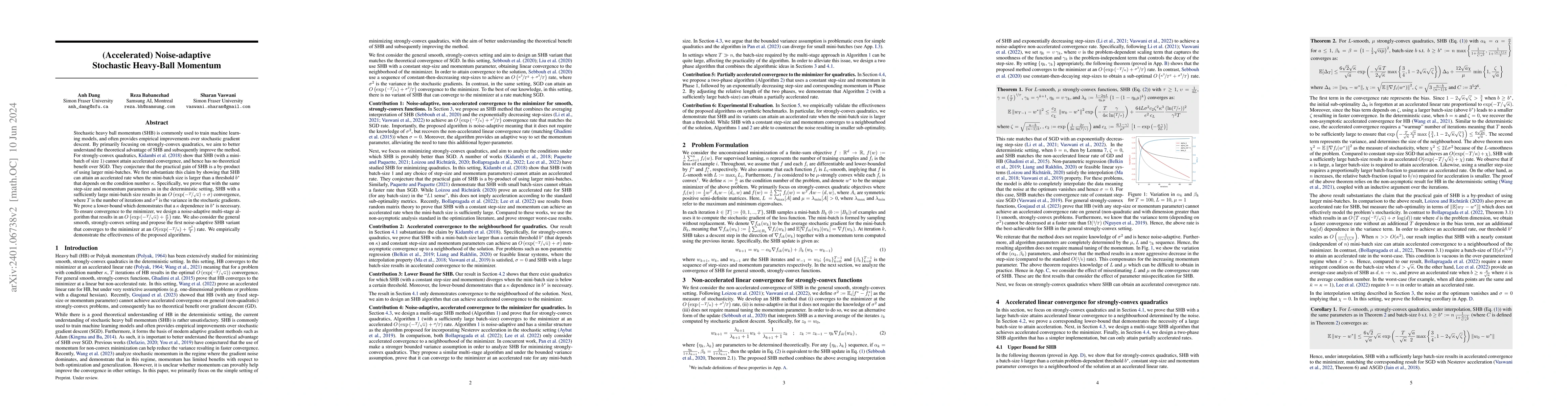 Thumbnail for (Accelerated) Noise-adaptive Stochastic Heavy-Ball Momentum