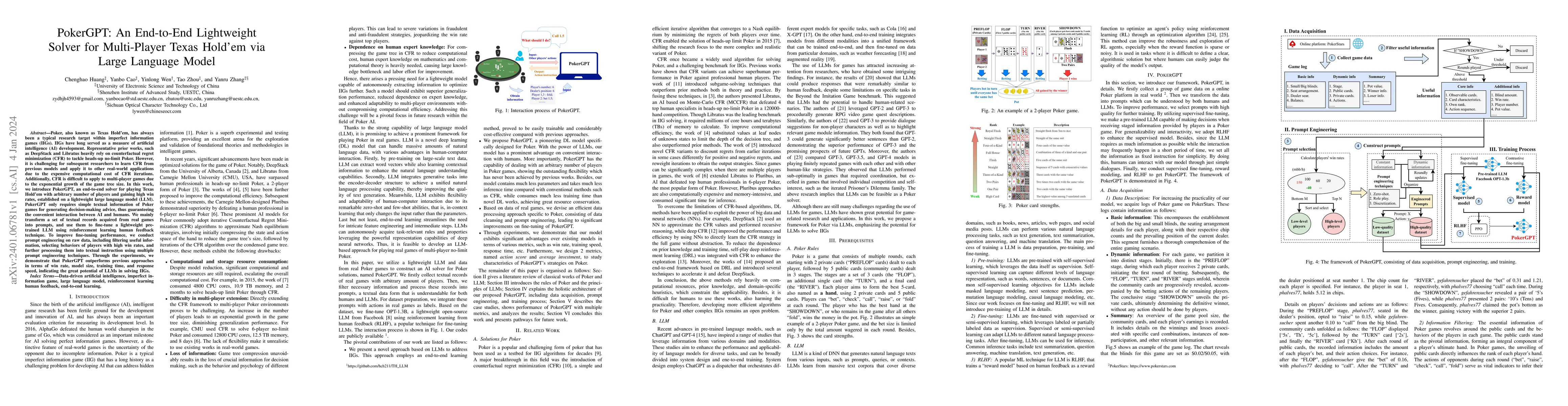 Thumbnail for PokerGPT: An End-to-End Lightweight Solver for Multi-Player Texas
  Hold'em via Large Language Model
