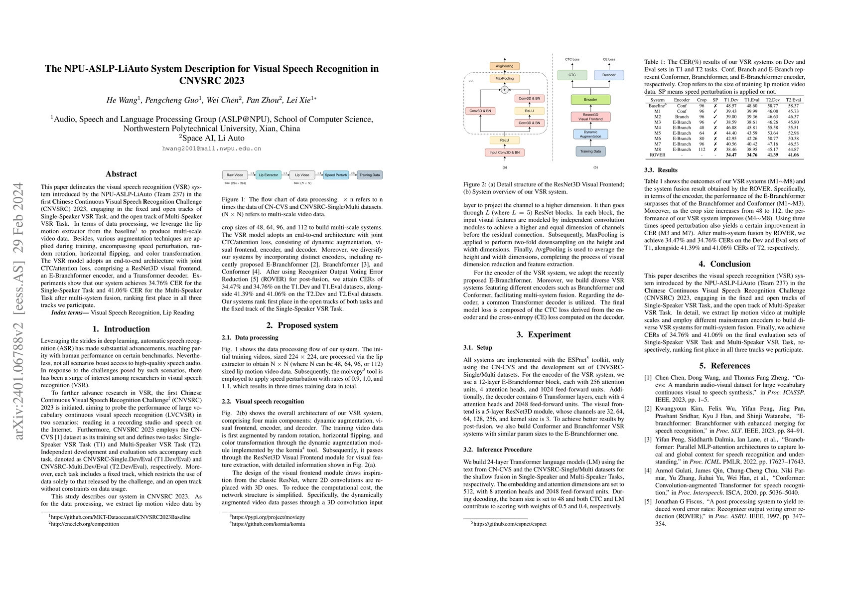 Thumbnail for The NPU-ASLP-LiAuto System Description for Visual Speech Recognition in
  CNVSRC 2023