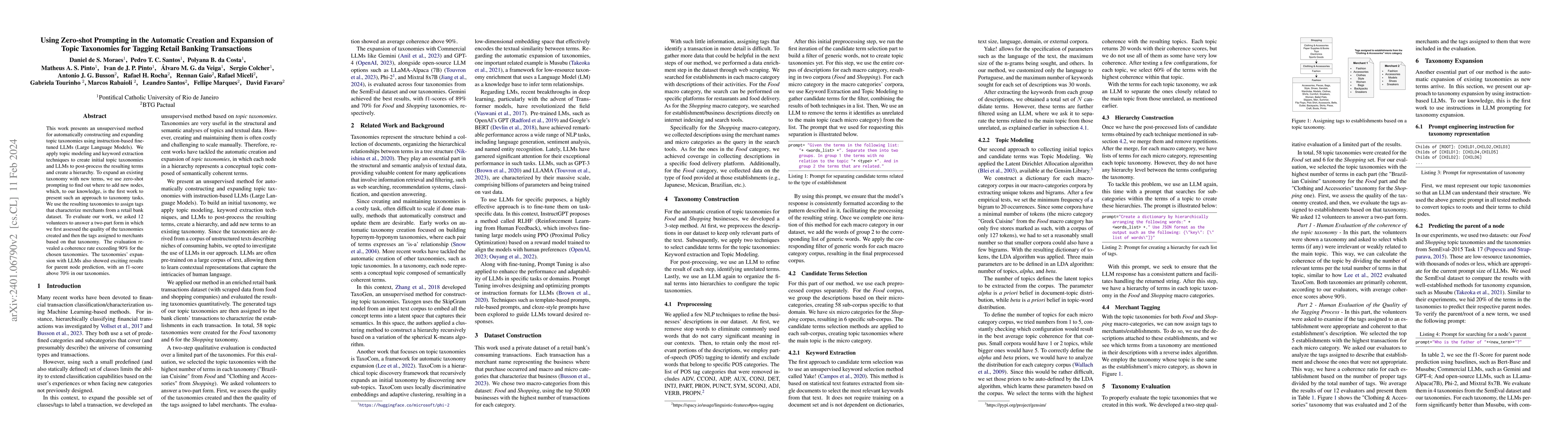 Thumbnail for Using Zero-shot Prompting in the Automatic Creation and Expansion of
  Topic Taxonomies for Tagging Retail Banking Transactions