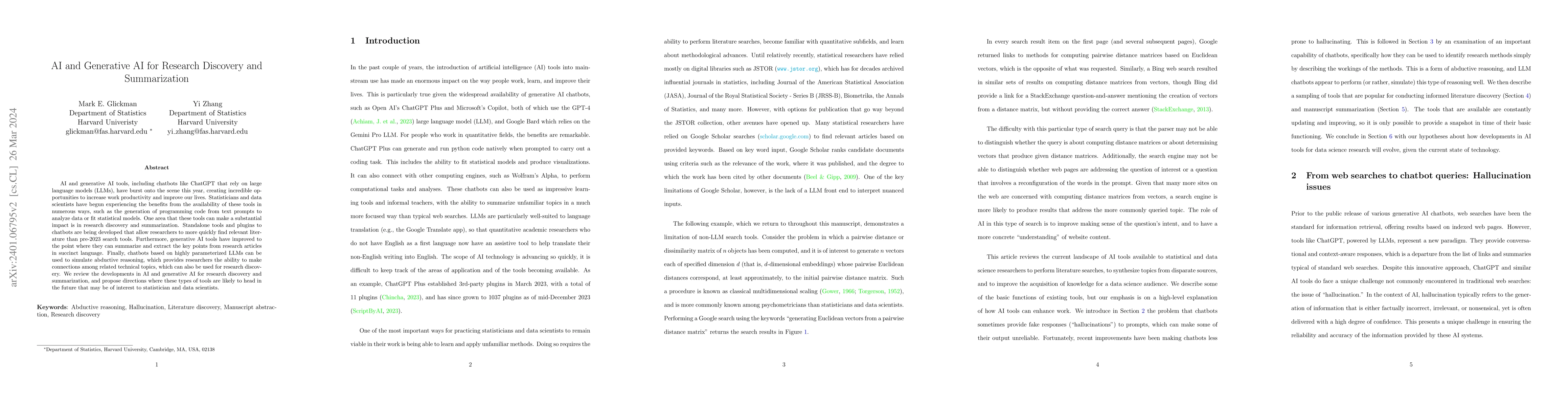 Thumbnail for AI and Generative AI for Research Discovery and Summarization