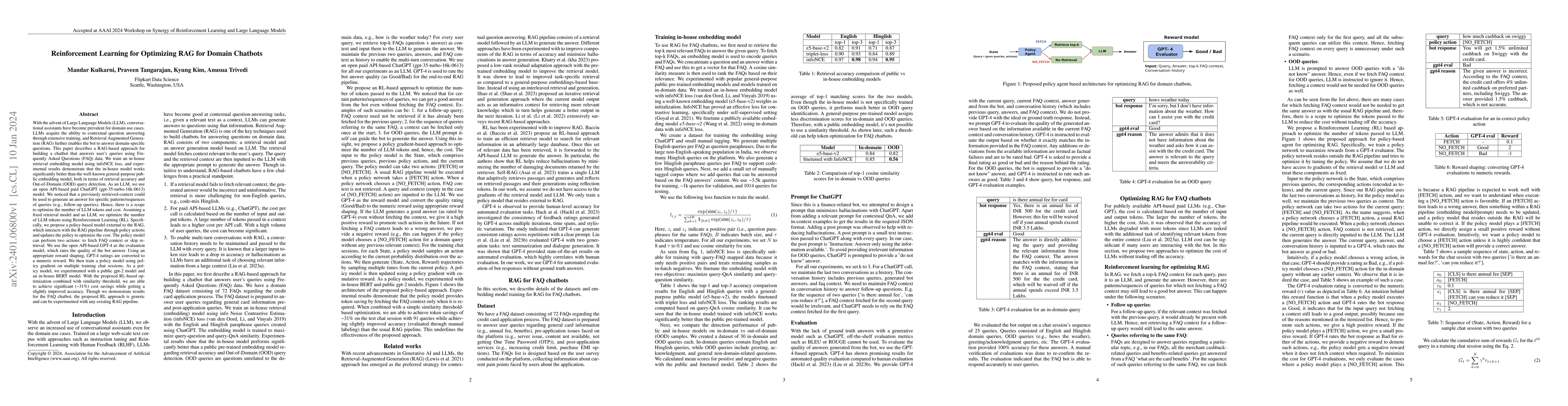 Thumbnail for Reinforcement Learning for Optimizing RAG for Domain Chatbots