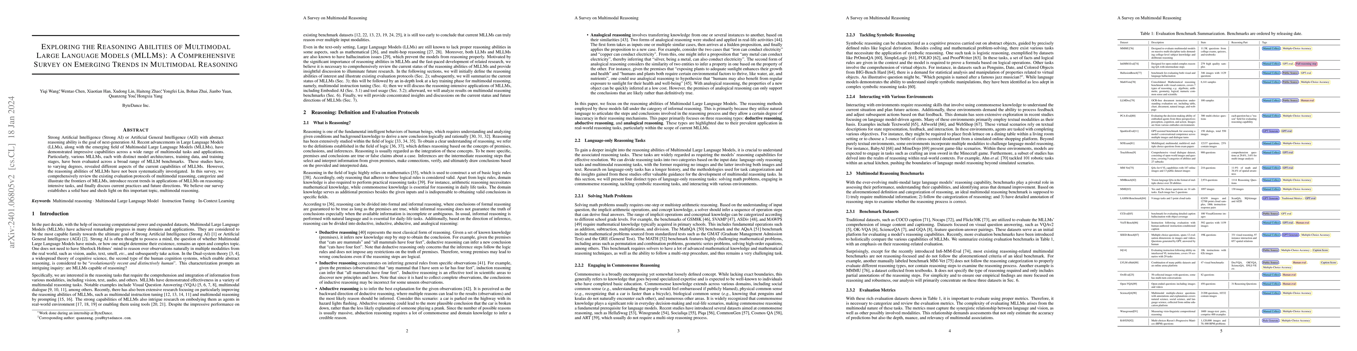 Thumbnail for Exploring the Reasoning Abilities of Multimodal Large Language Models
  (MLLMs): A Comprehensive Survey on Emerging Trends in Multimodal Reasoning