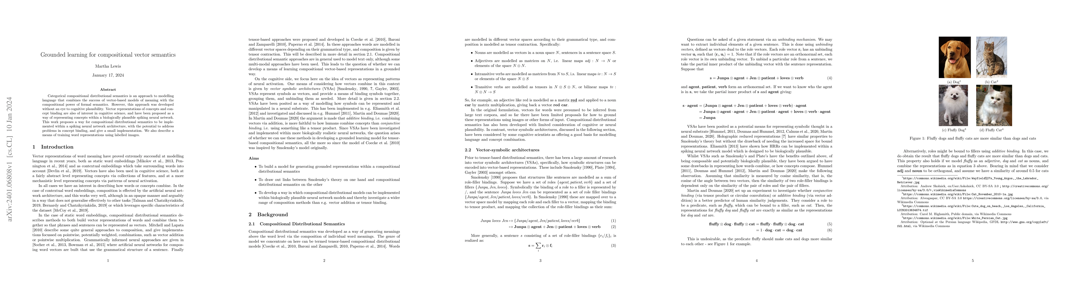 Thumbnail for Grounded learning for compositional vector semantics