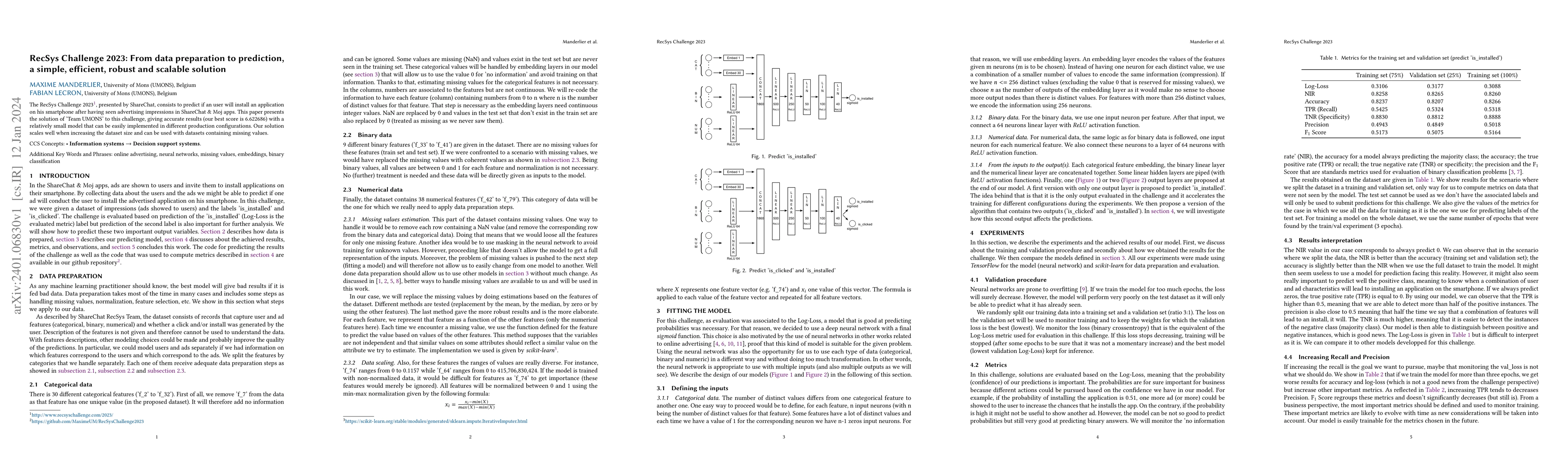 Thumbnail for RecSys Challenge 2023: From data preparation to prediction, a simple,
  efficient, robust and scalable solution