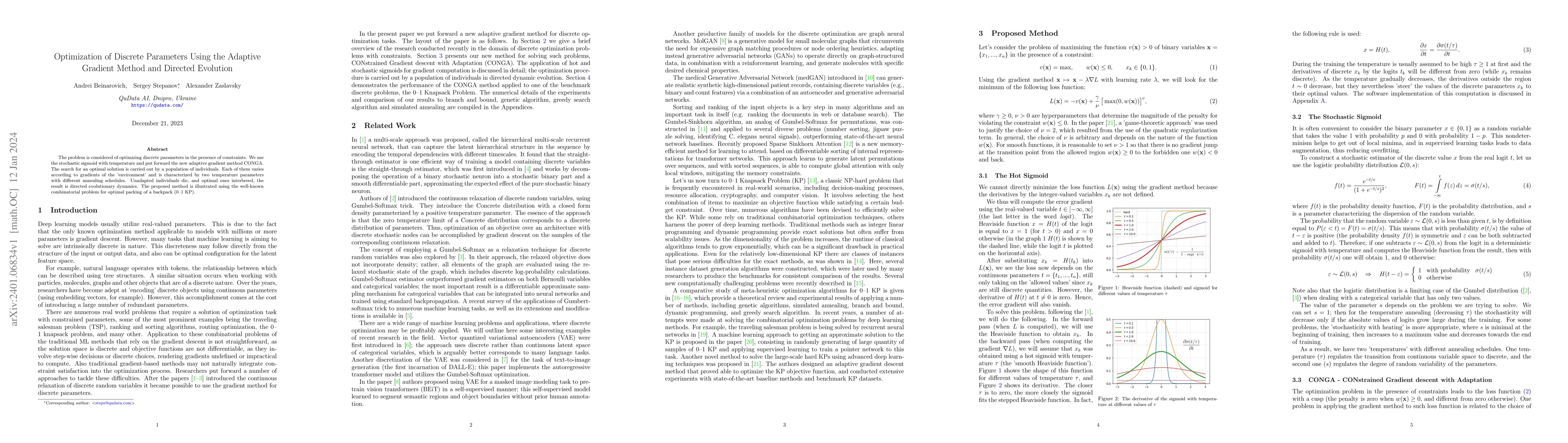 Thumbnail for Optimization of Discrete Parameters Using the Adaptive Gradient Method
  and Directed Evolution