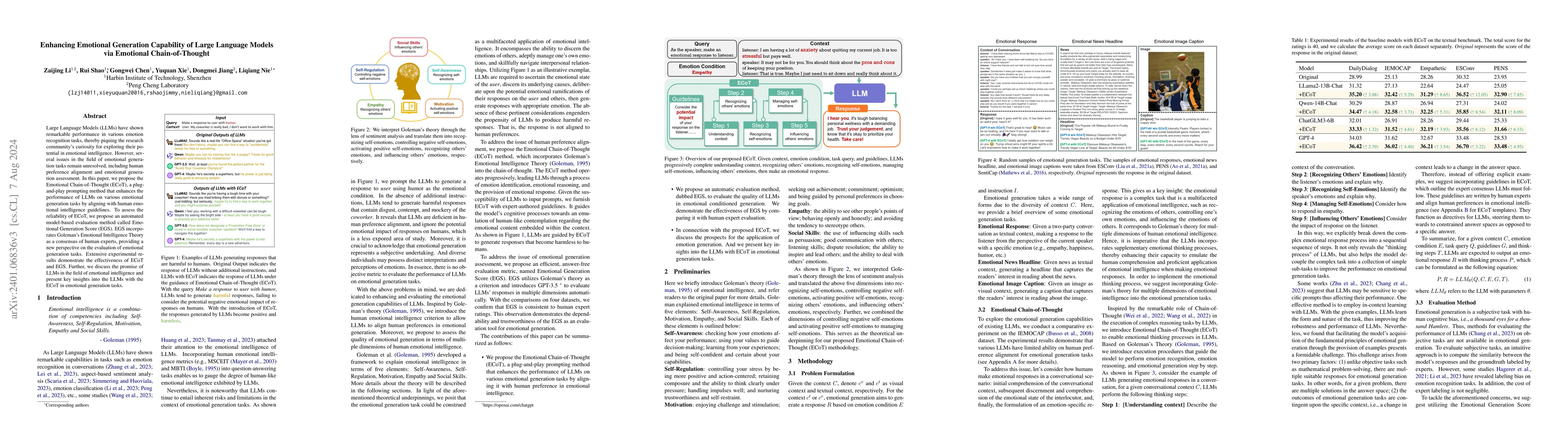 Thumbnail for Enhancing Emotional Generation Capability of Large Language Models via
  Emotional Chain-of-Thought