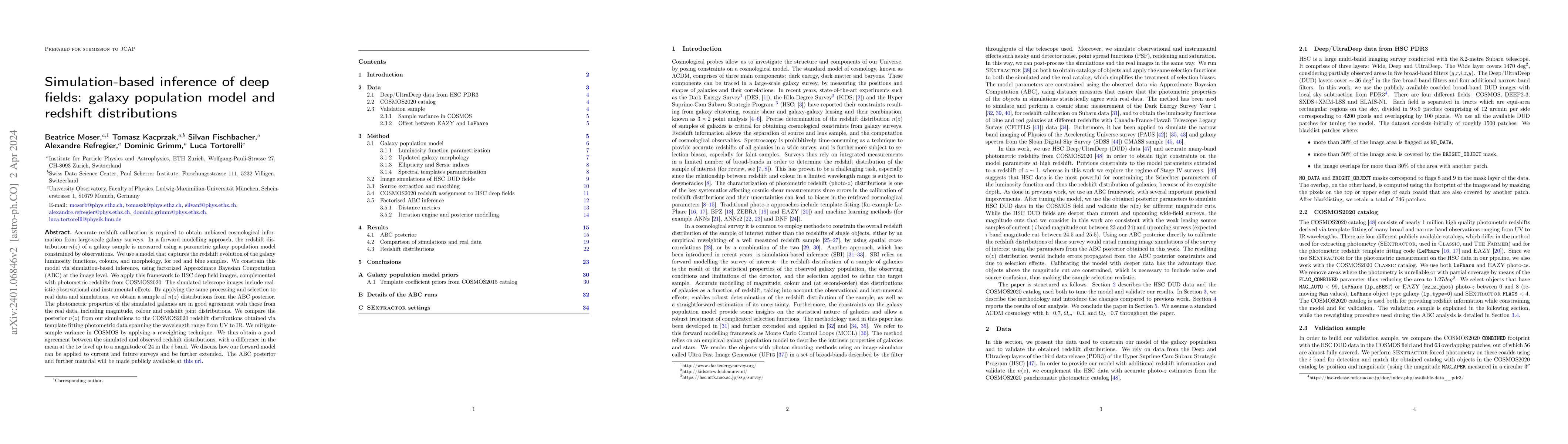 Thumbnail for Simulation-based inference of deep fields: galaxy population model and
  redshift distributions