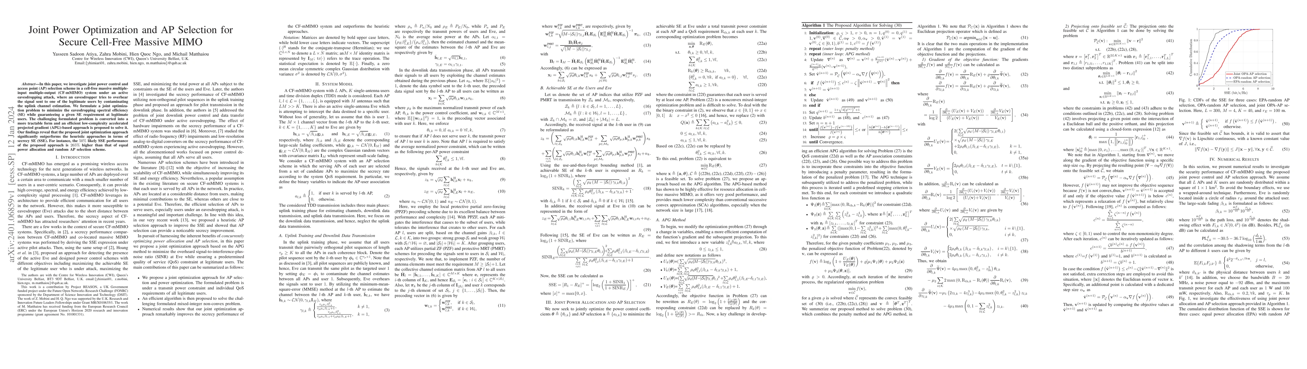 Thumbnail for Joint Power Optimization and AP Selection for Secure Cell-Free Massive
  MIMO