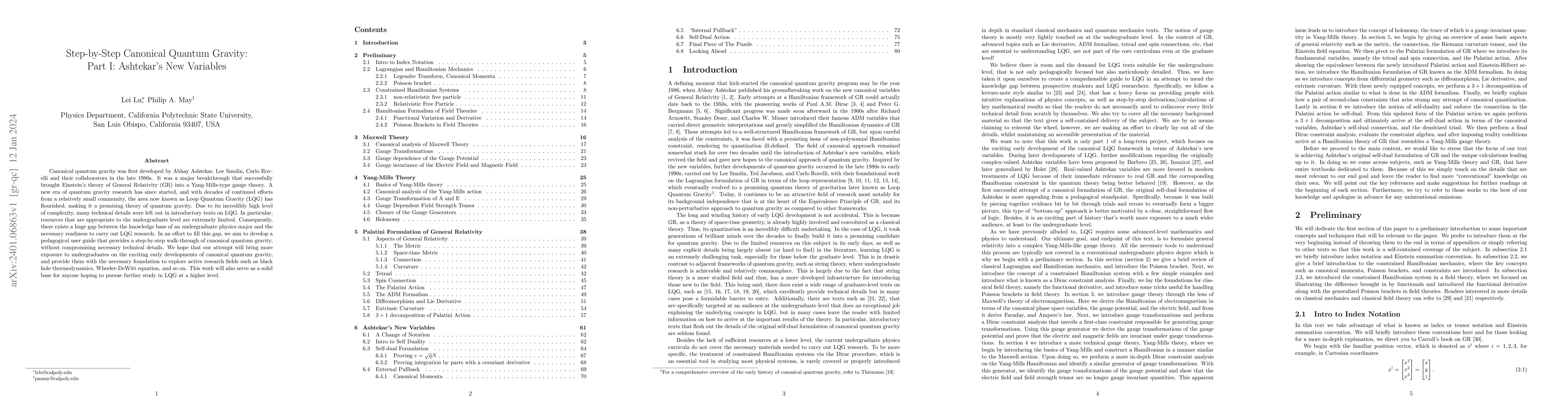 Thumbnail for Step-by-Step Canonical Quantum Gravity -- Part I: Ashtekar's New
  Variables