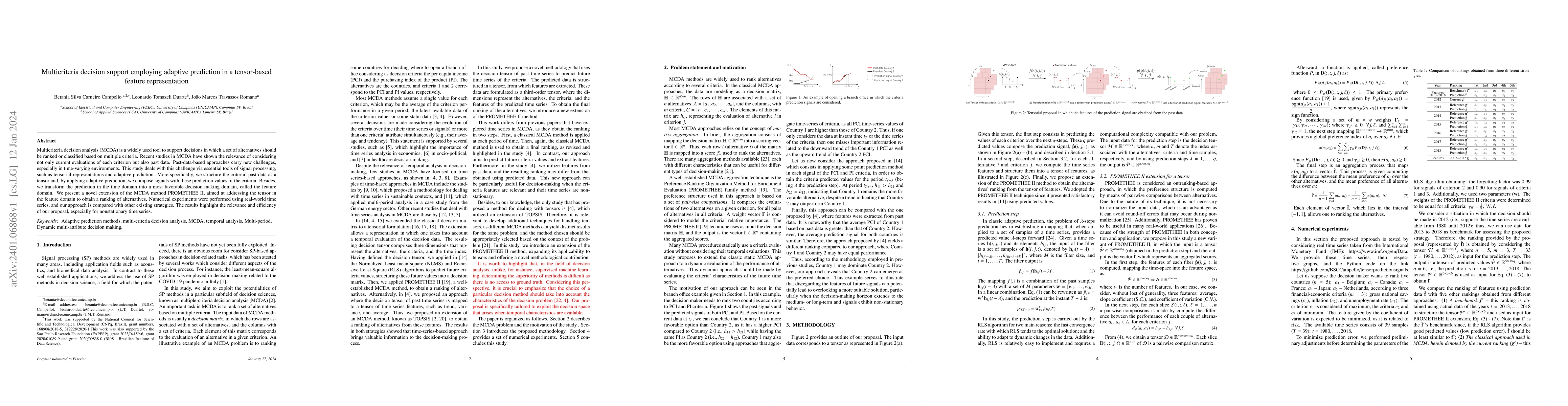 Thumbnail for Multicriteria decision support employing adaptive prediction in a
  tensor-based feature representation