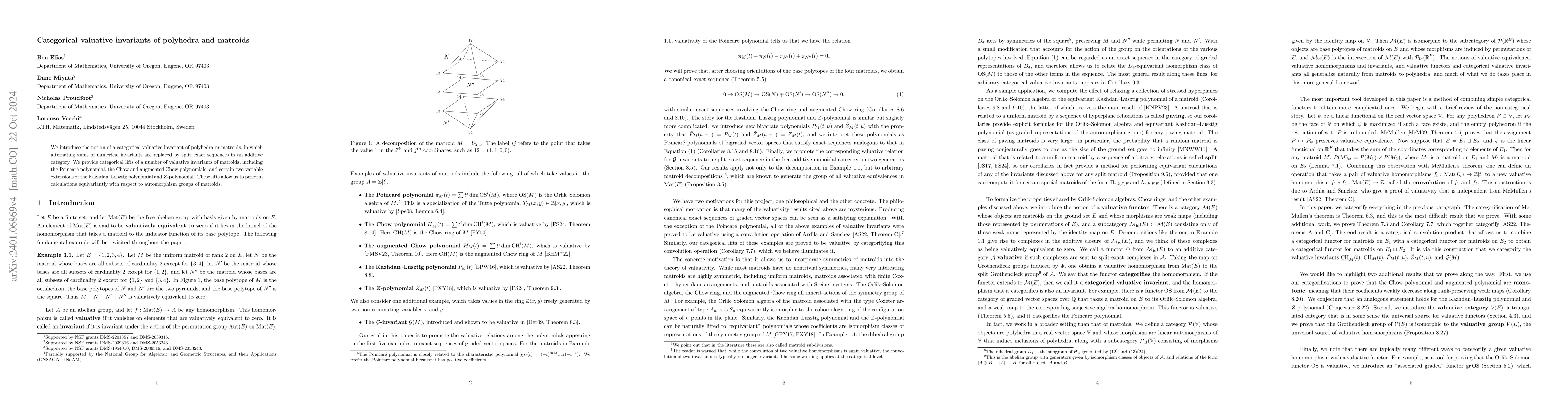 Thumbnail for Categorical valuative invariants of polyhedra and matroids