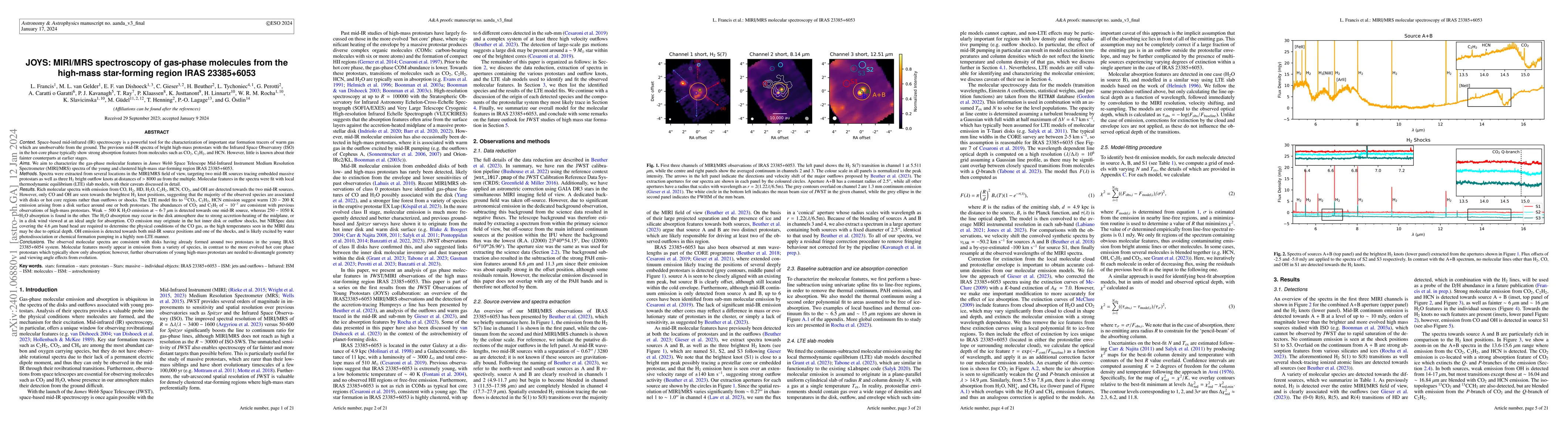 Thumbnail for JOYS: MIRI/MRS spectroscopy of gas-phase molecules from the high-mass
  star-forming region IRAS 23385+6053