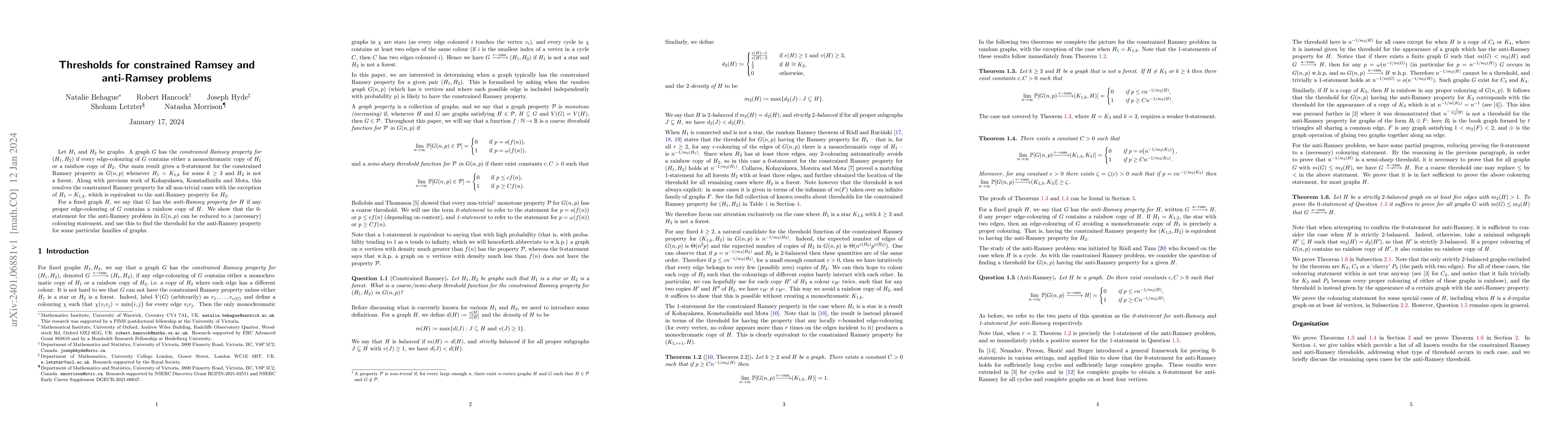 Thumbnail for Thresholds for constrained Ramsey and anti-Ramsey problems