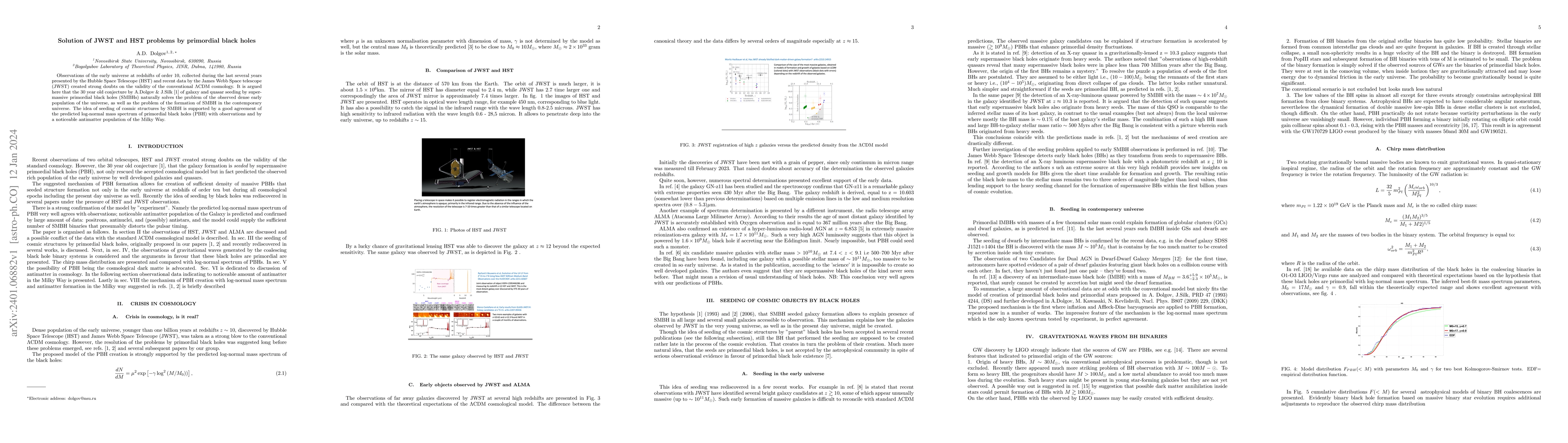 Thumbnail for Solution of JWST and HST problems by primordial black holes