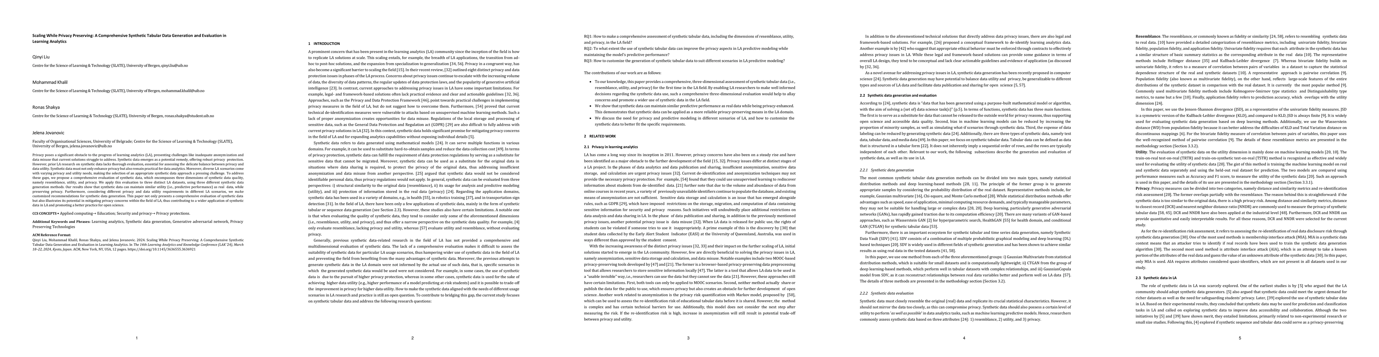 Thumbnail for Scaling While Privacy Preserving: A Comprehensive Synthetic Tabular Data
  Generation and Evaluation in Learning Analytics