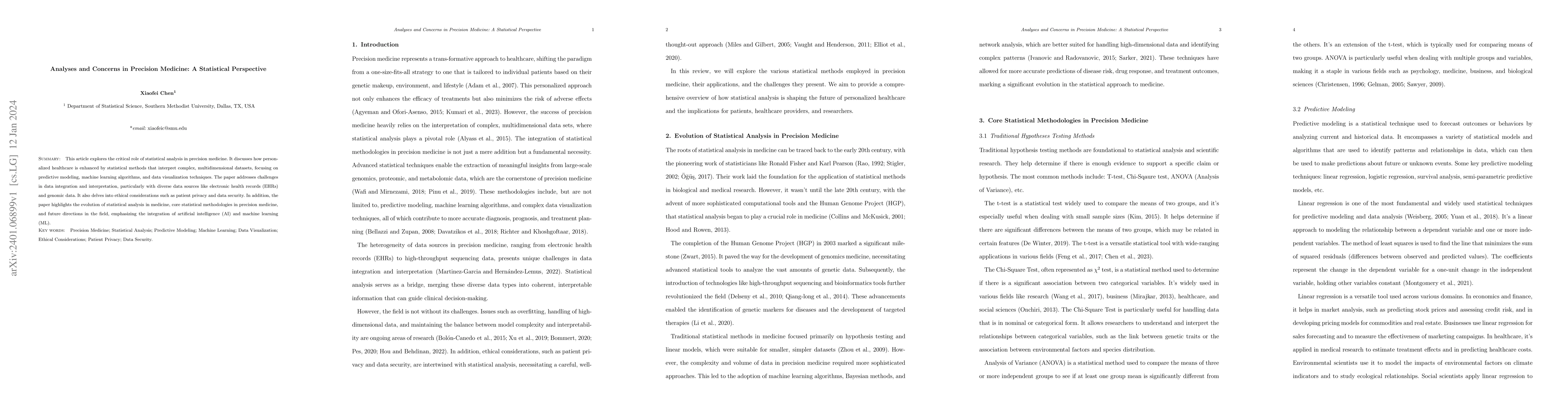 Thumbnail for Analyses and Concerns in Precision Medicine: A Statistical Perspective