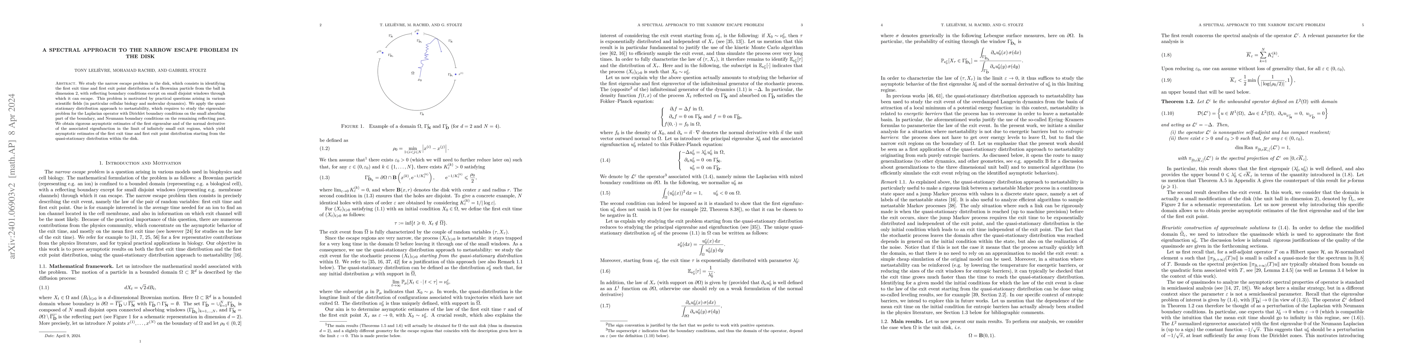 Thumbnail for A spectral approach to the narrow escape problem in the disk