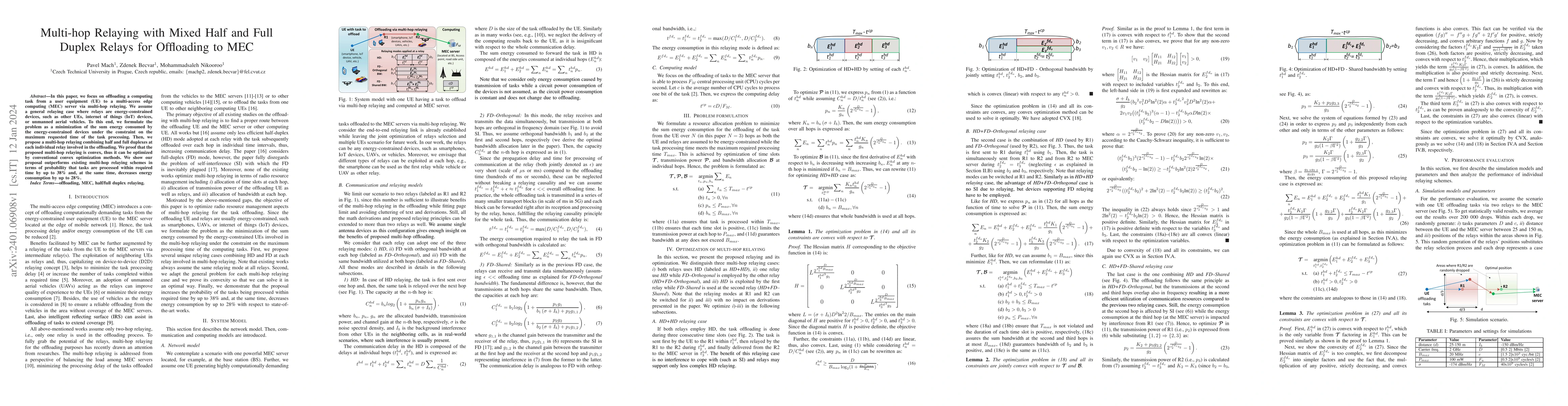Thumbnail for Multi-hop Relaying with Mixed Half and Full Duplex Relays for Offloading
  to MEC