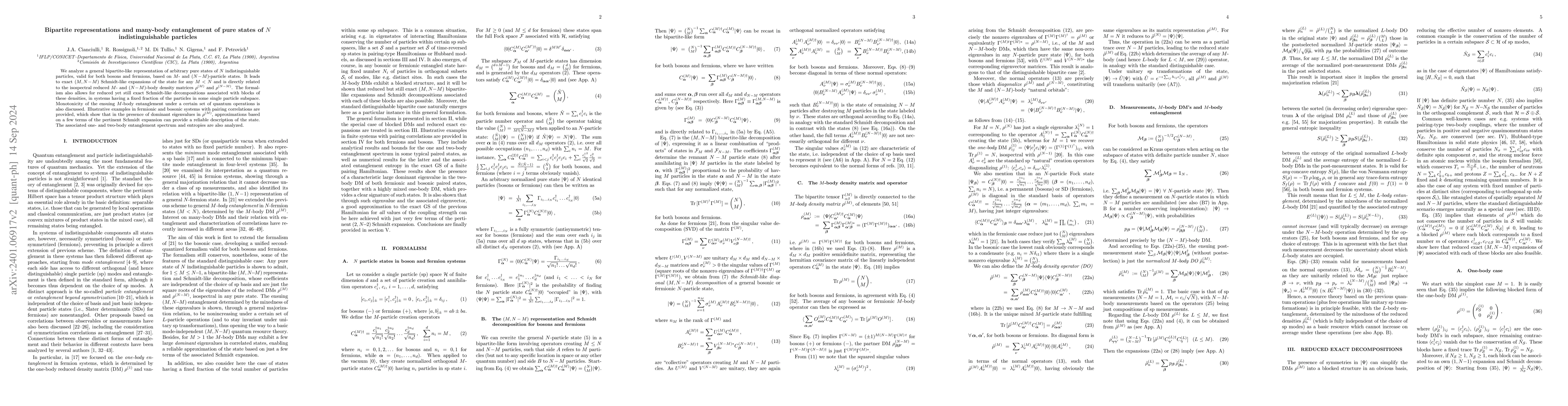 Thumbnail for Bipartite representations and many-body entanglement of pure states of
  $N$ indistinguishable particles