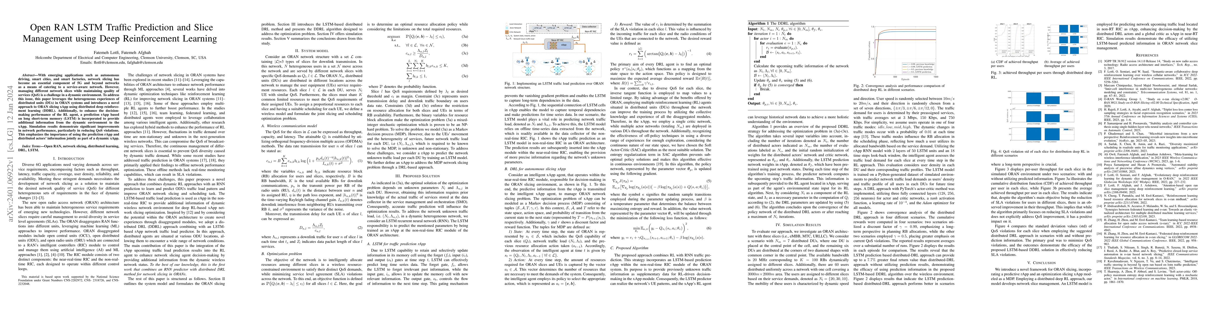 Thumbnail for Open RAN LSTM Traffic Prediction and Slice Management using Deep
  Reinforcement Learning