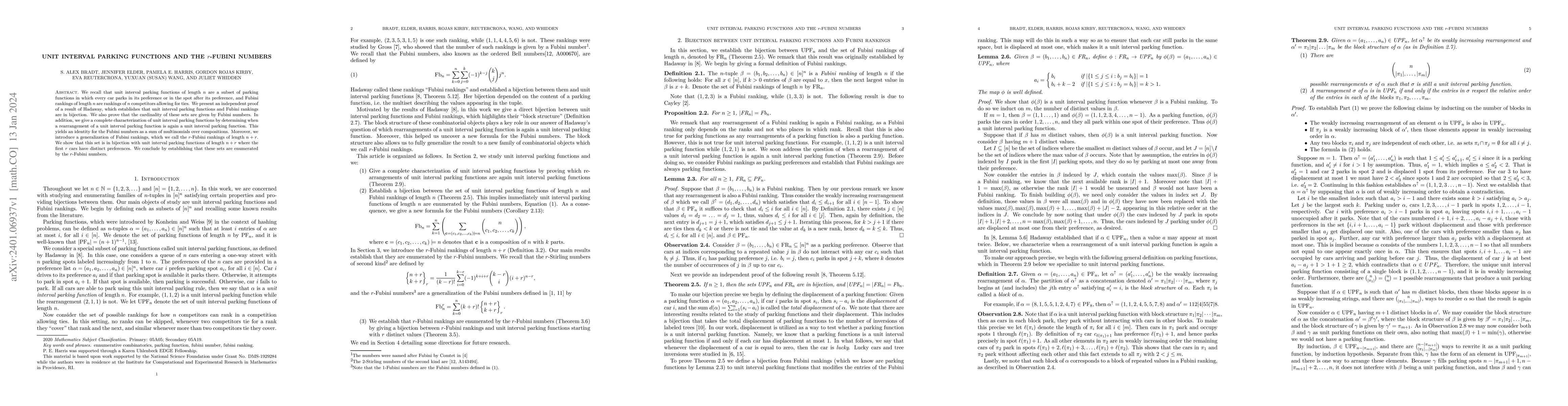 Thumbnail for Unit interval parking functions and the $r$-Fubini numbers