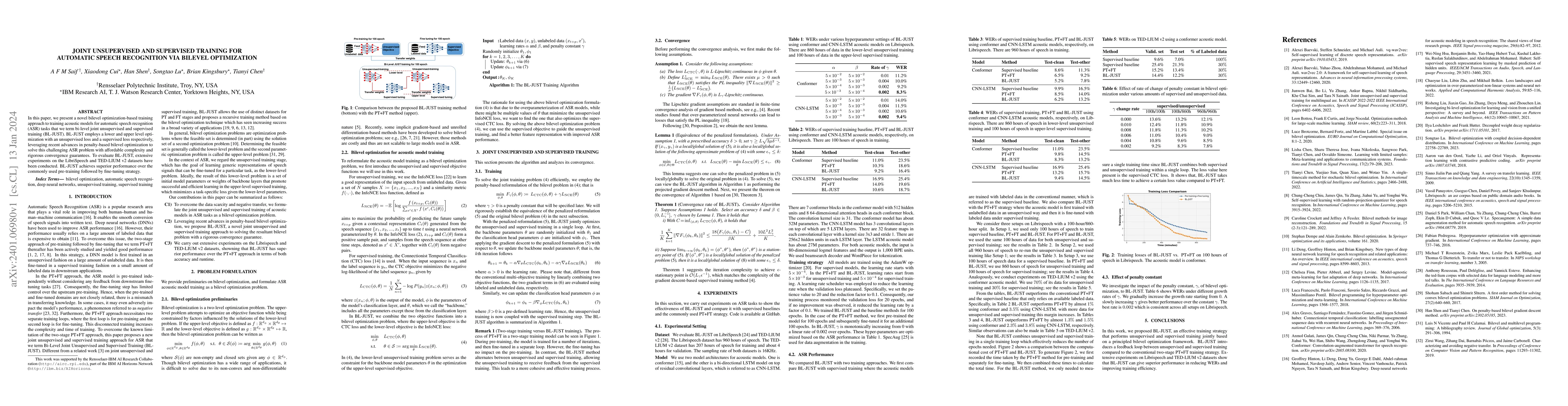 Thumbnail for Joint Unsupervised and Supervised Training for Automatic Speech
  Recognition via Bilevel Optimization