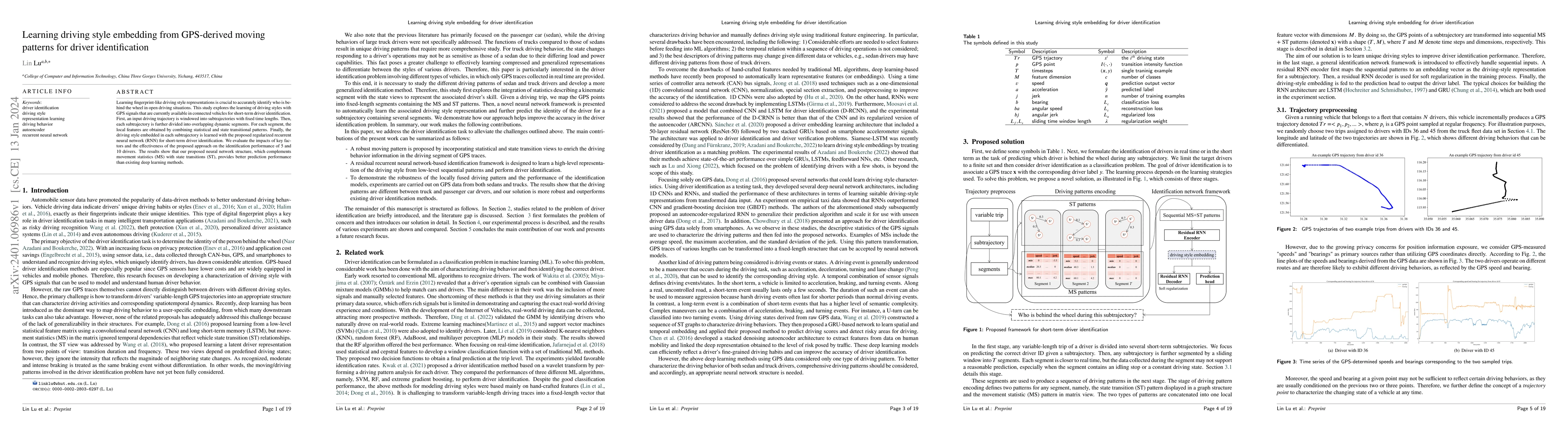 Thumbnail for Learning driving style embedding from GPS-derived moving patterns for
  driver identification