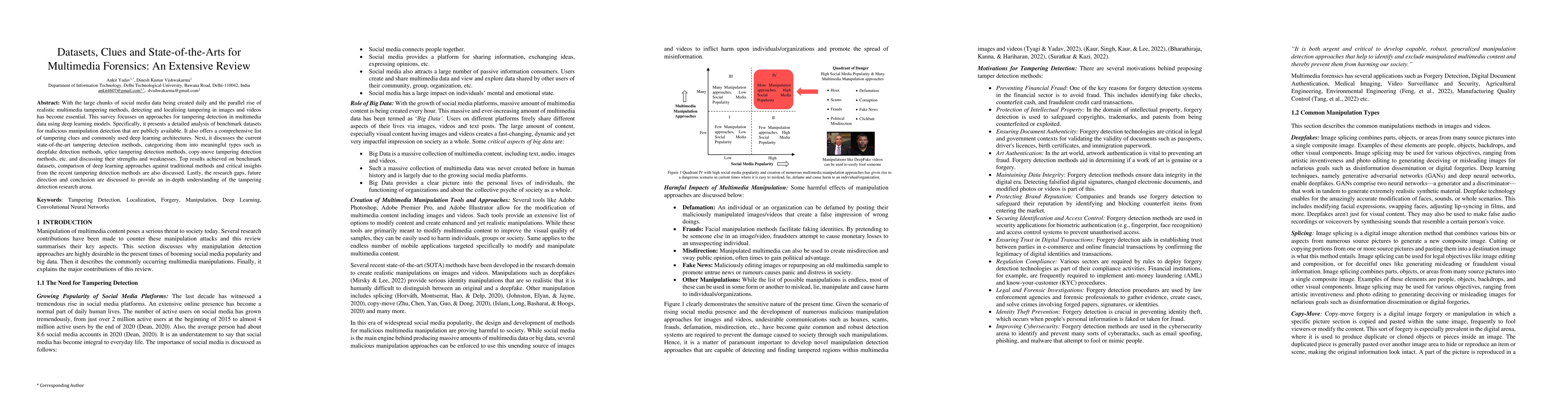 Thumbnail for Datasets, Clues and State-of-the-Arts for Multimedia Forensics: An
  Extensive Review
