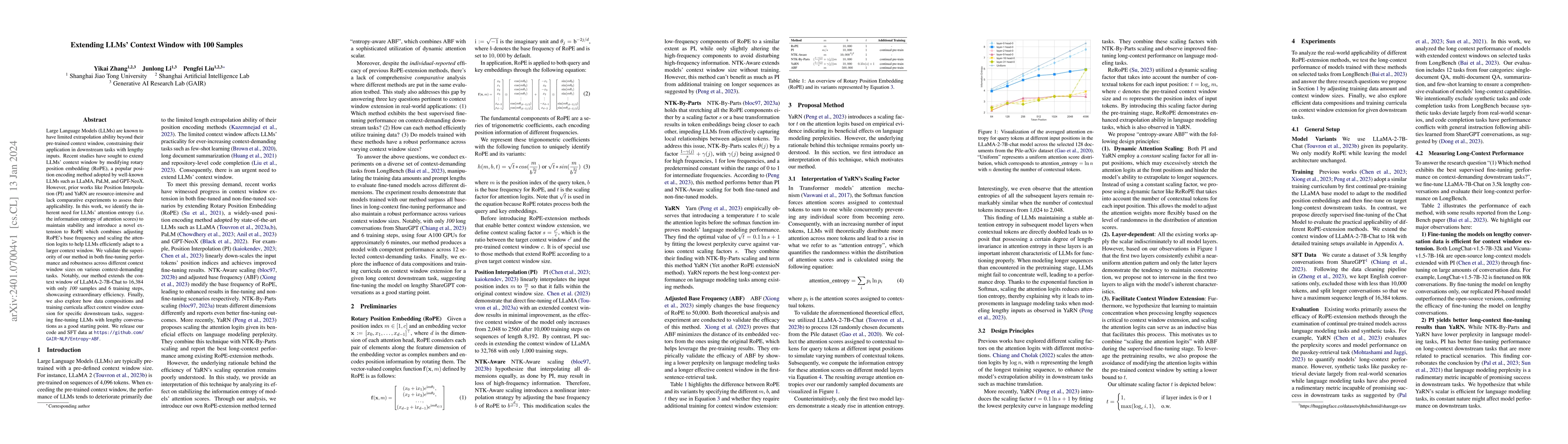 Thumbnail for Extending LLMs' Context Window with 100 Samples