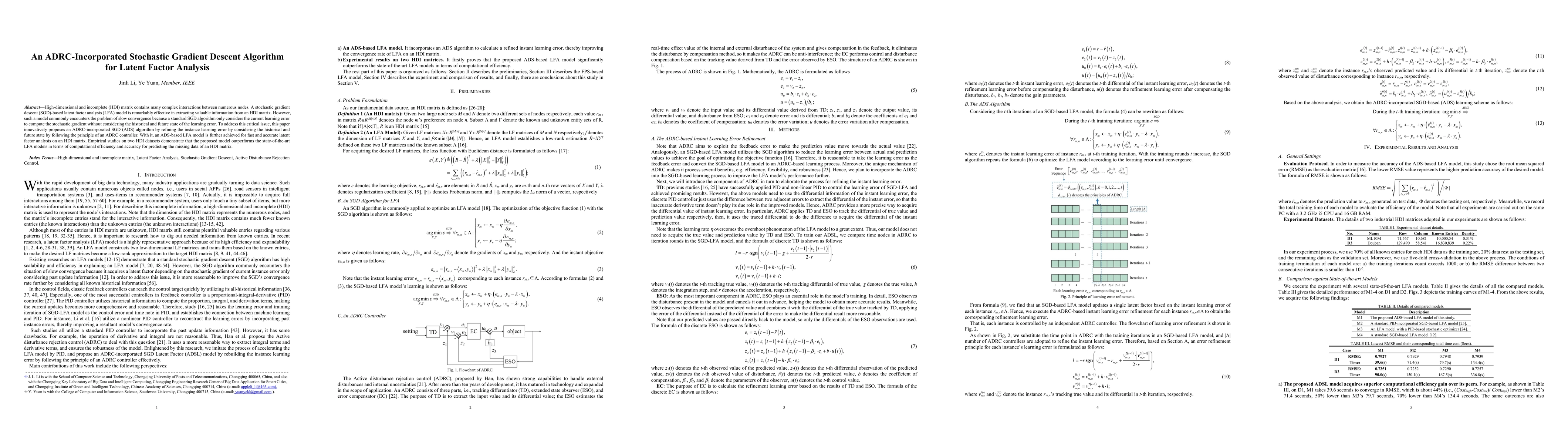 Thumbnail for An ADRC-Incorporated Stochastic Gradient Descent Algorithm for Latent
  Factor Analysis