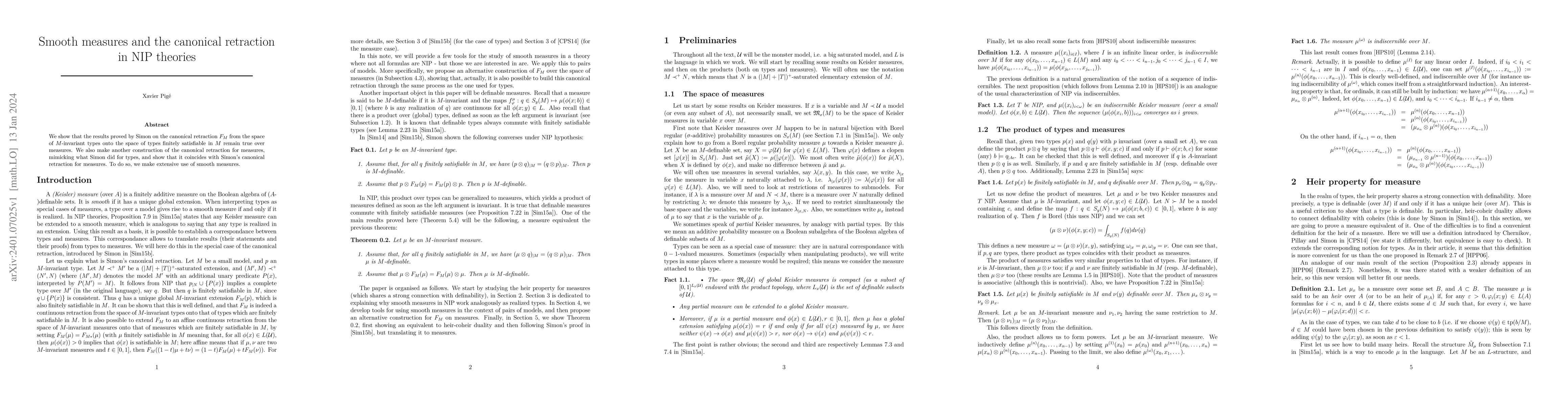 Thumbnail for Smooth measures and the canonical retraction in NIP theories