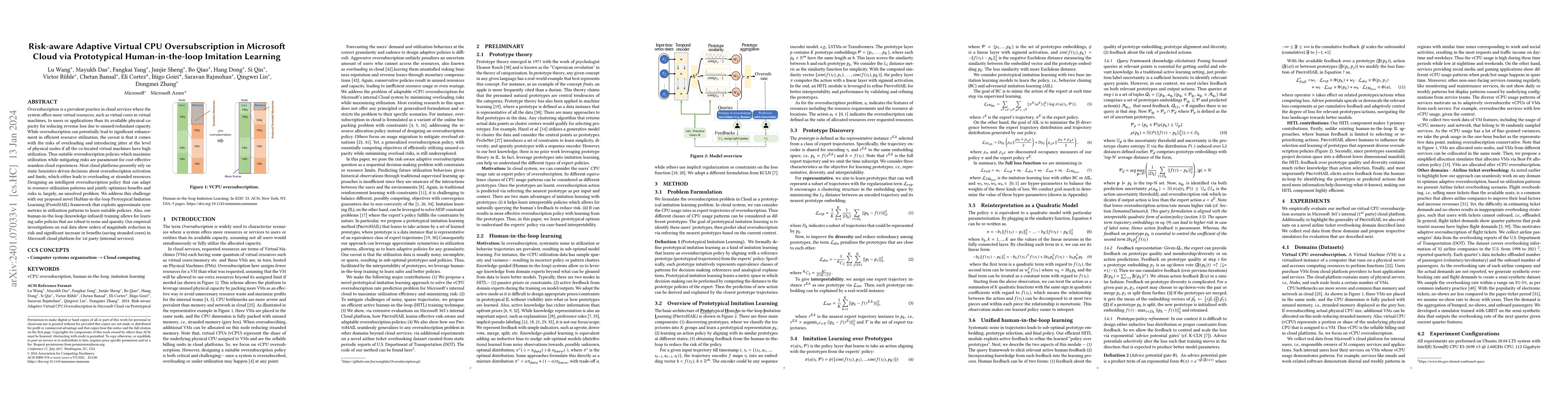 Thumbnail for Risk-aware Adaptive Virtual CPU Oversubscription in Microsoft Cloud via
  Prototypical Human-in-the-loop Imitation Learning