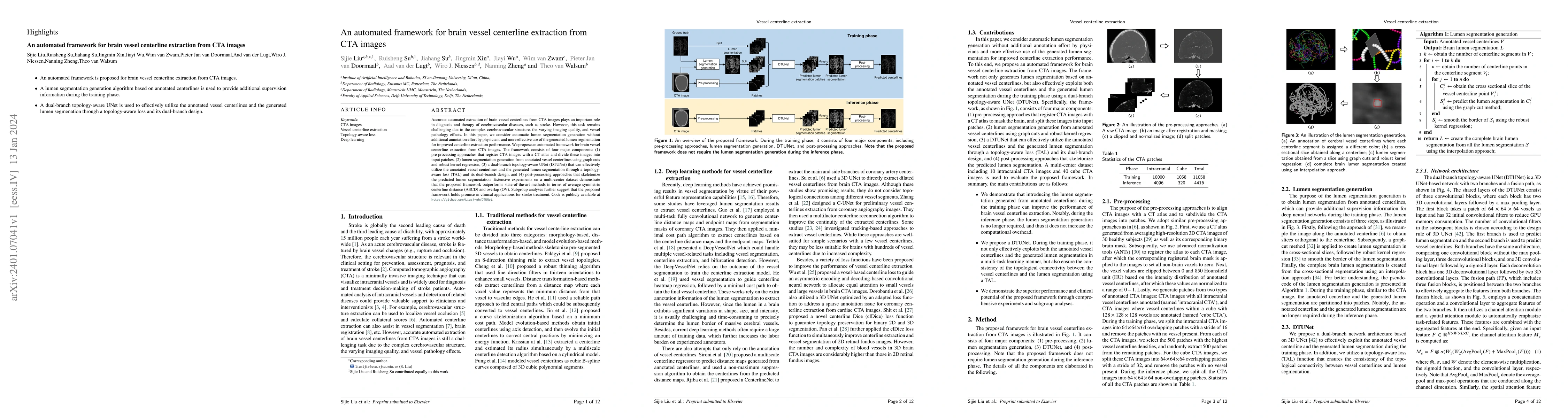 Thumbnail for An automated framework for brain vessel centerline extraction from CTA
  images