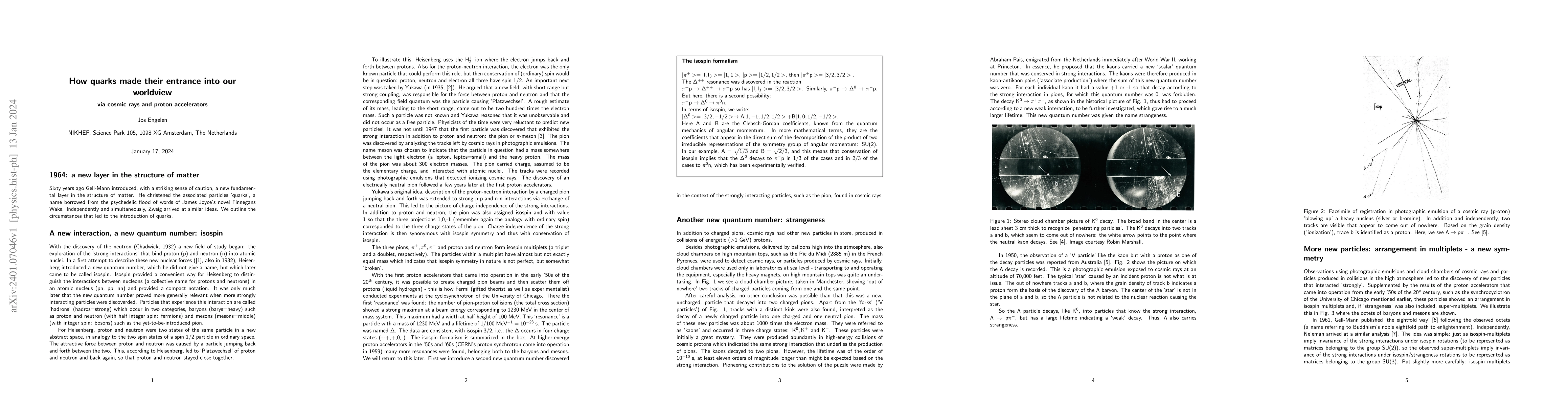 Thumbnail for How quarks made their entrance into our worldview via cosmic rays and
  proton accelerators