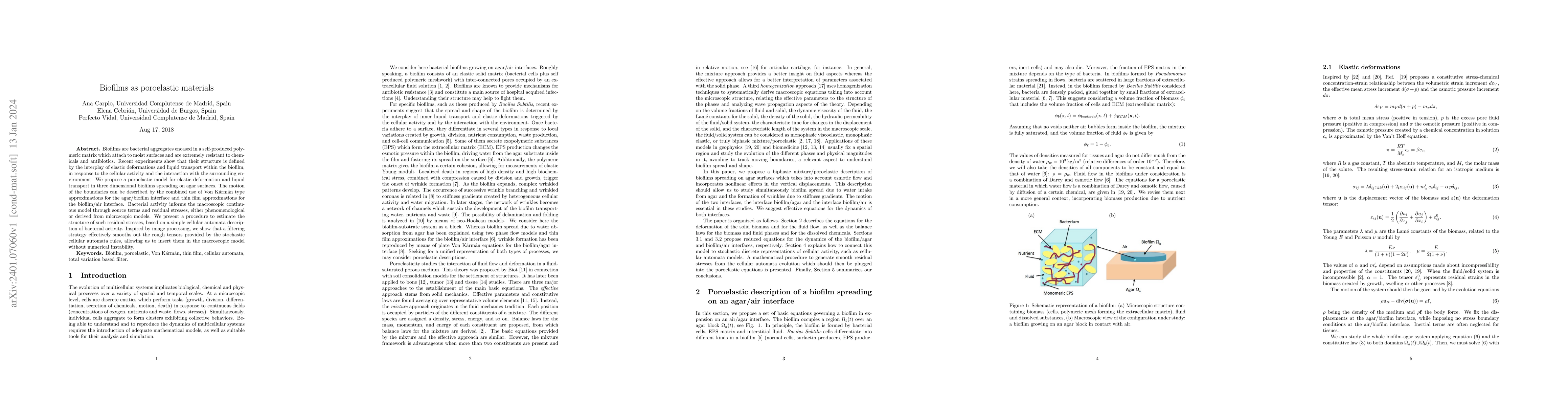 Thumbnail for Biofilms as poroelastic materials