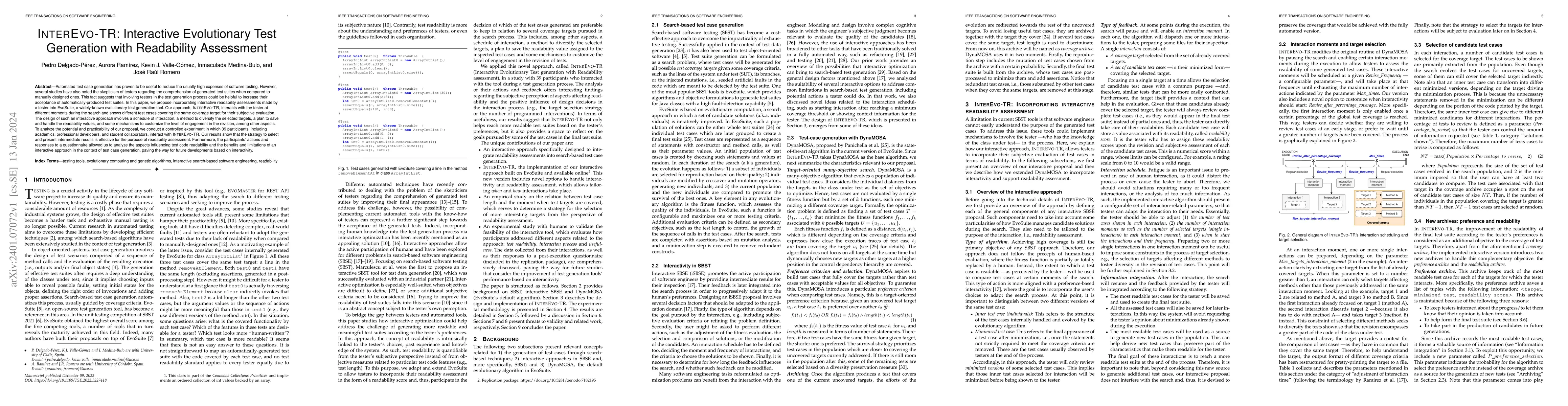 Thumbnail for InterEvo-TR: Interactive Evolutionary Test Generation With Readability
  Assessment