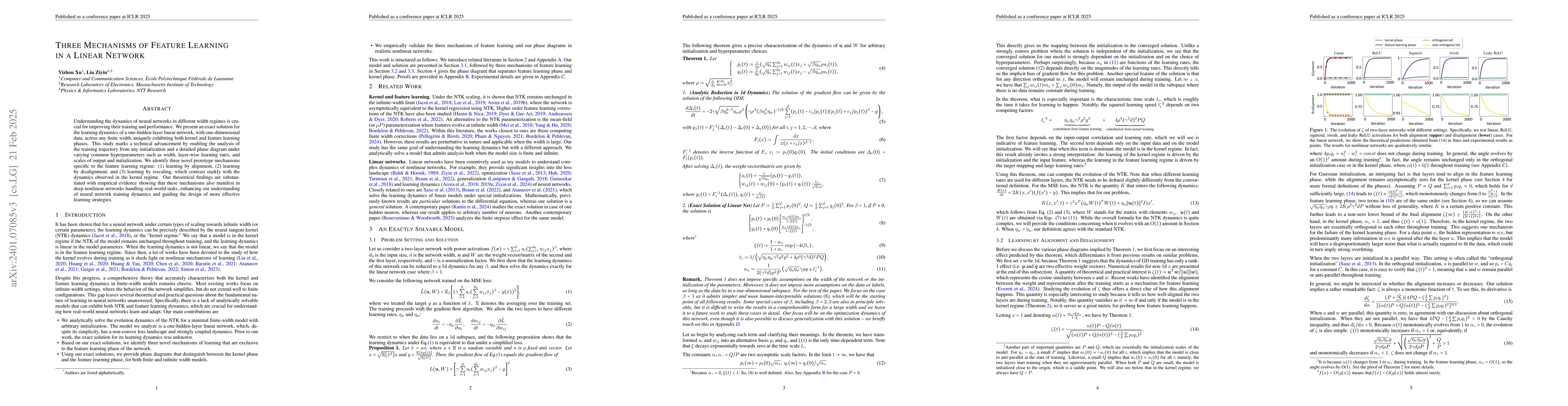 Thumbnail for Three Mechanisms of Feature Learning in the Exact Solution of a Latent
  Variable Model