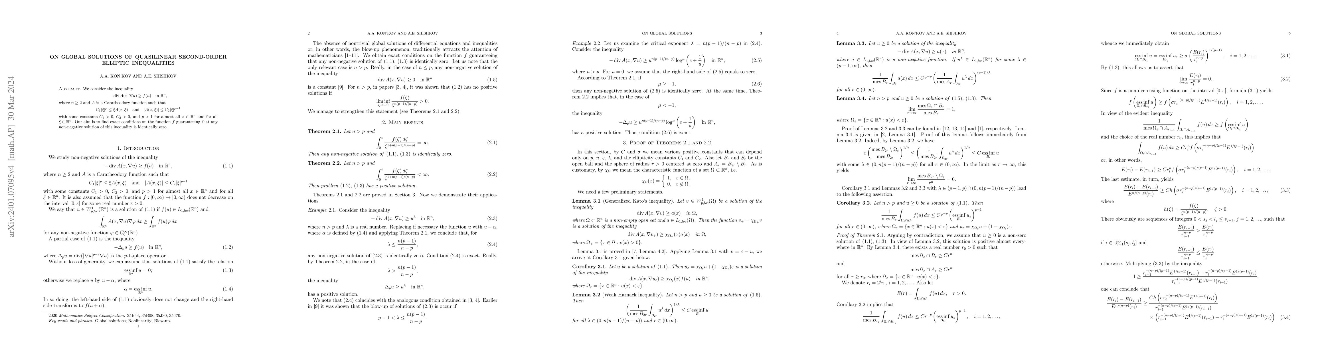Thumbnail for On global solutions of quasilinear second-order elliptic inequalities