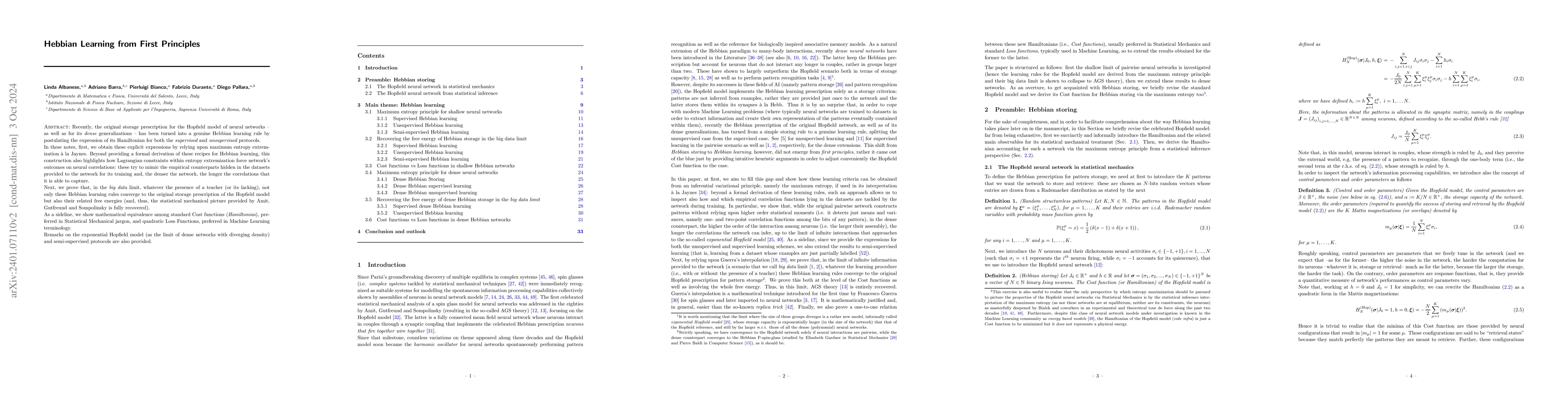 Thumbnail for Hebbian Learning from First Principles
