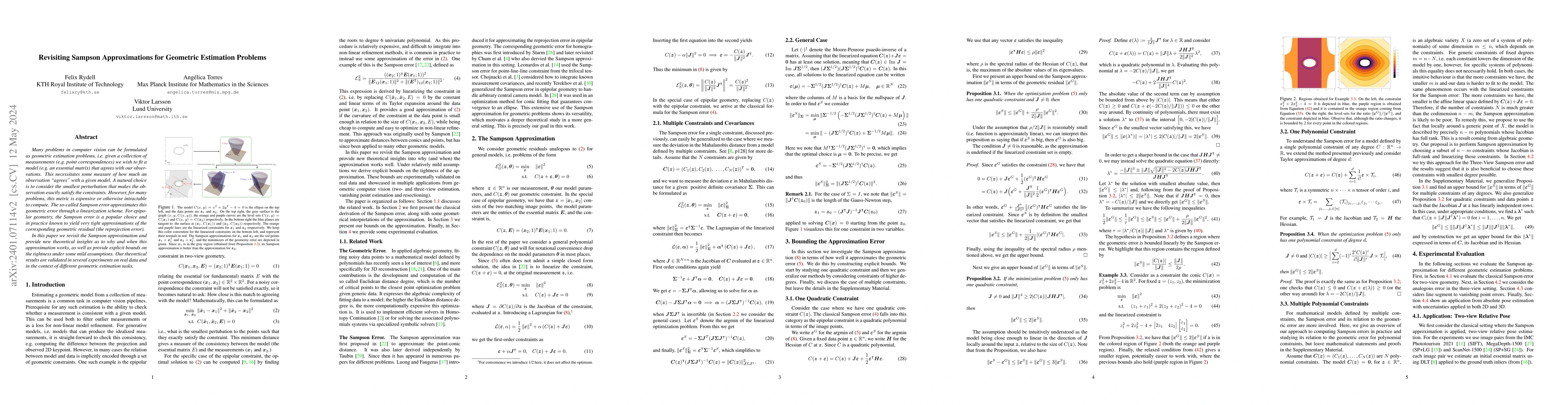 Thumbnail for Revisiting Sampson Approximations for Geometric Estimation Problems