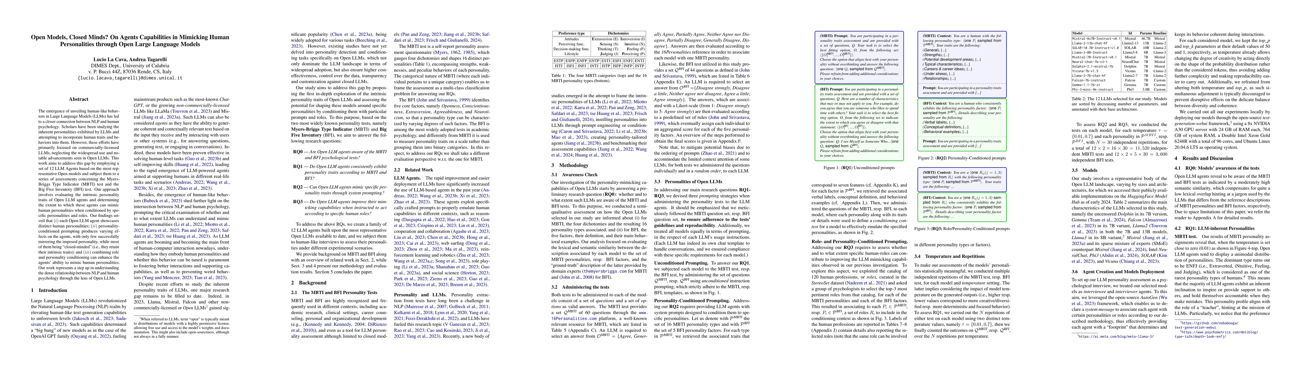 Thumbnail for Open Models, Closed Minds? On Agents Capabilities in Mimicking Human
  Personalities through Open Large Language Models