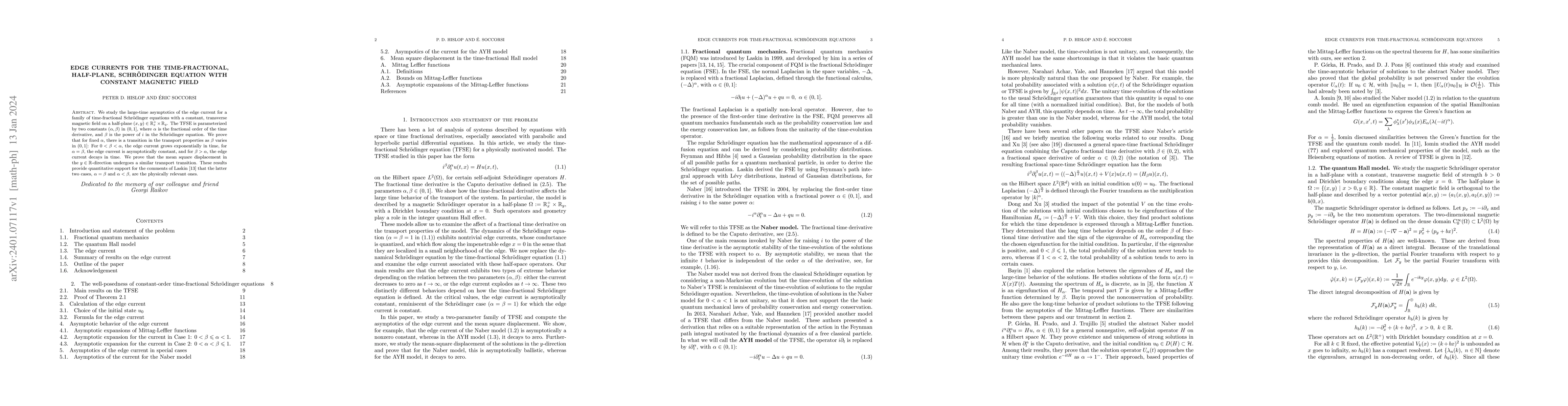 Thumbnail for Edge currents for the time-fractional, half-plane, Schrodinger equation
  with constant magnetic field