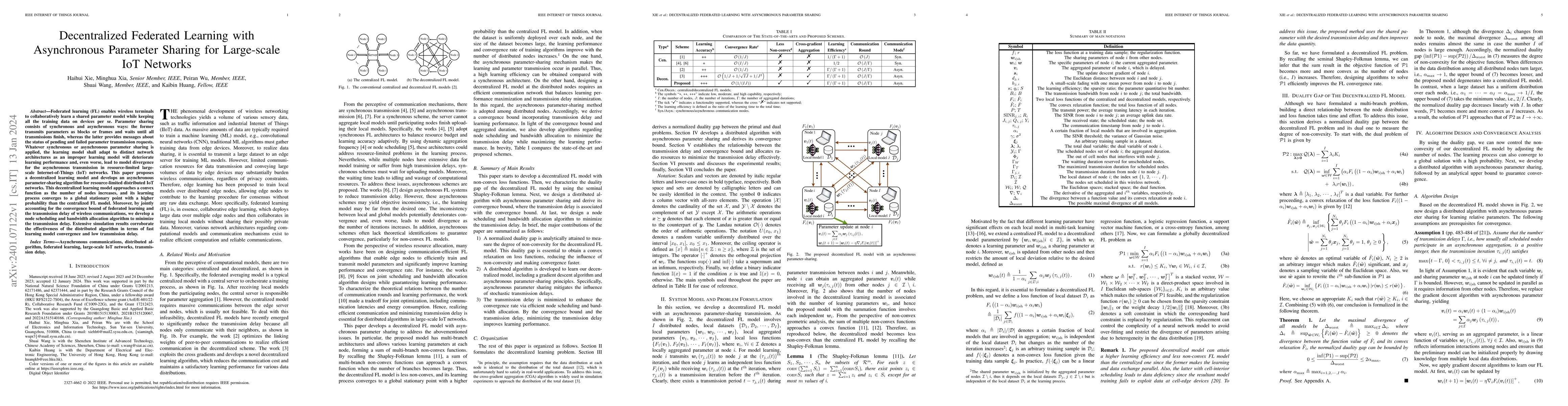 Thumbnail for Decentralized Federated Learning with Asynchronous Parameter Sharing for
  Large-scale IoT Networks