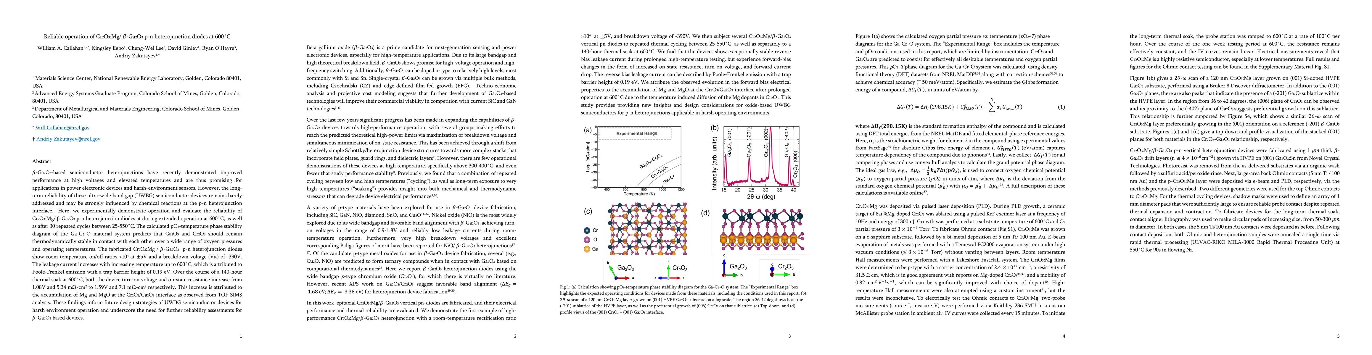 Thumbnail for Reliable operation of Cr$_2$O$_3$:Mg/ $\beta$-Ga$_2$O$_3$ p-n
  heterojunction diodes at 600$^\circ$C