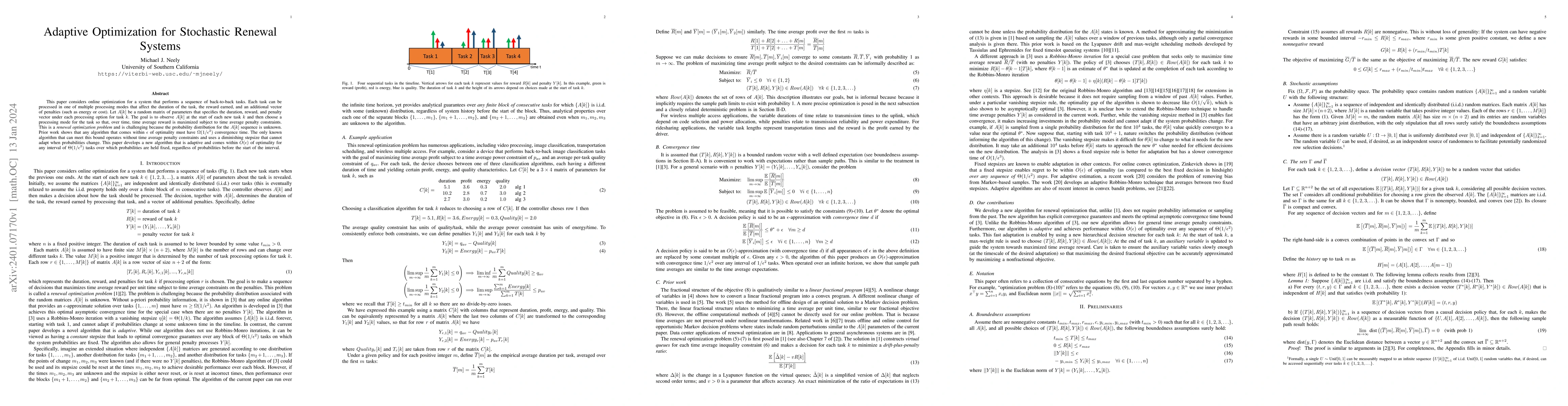 Thumbnail for Adaptive Optimization for Stochastic Renewal Systems