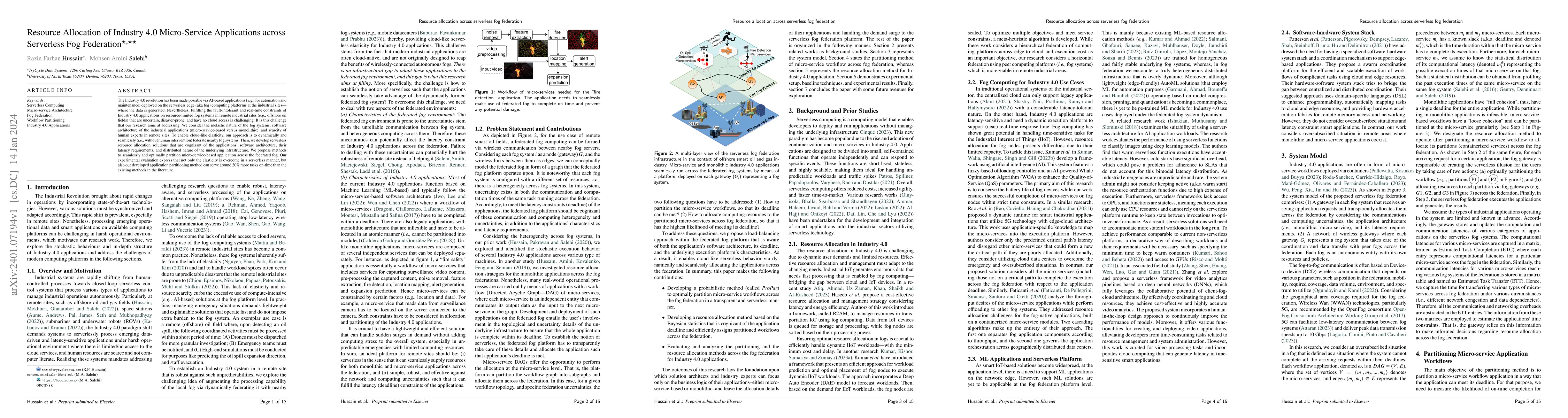 Thumbnail for Resource Allocation of Industry 4.0 Micro-Service Applications across
  Serverless Fog Federation