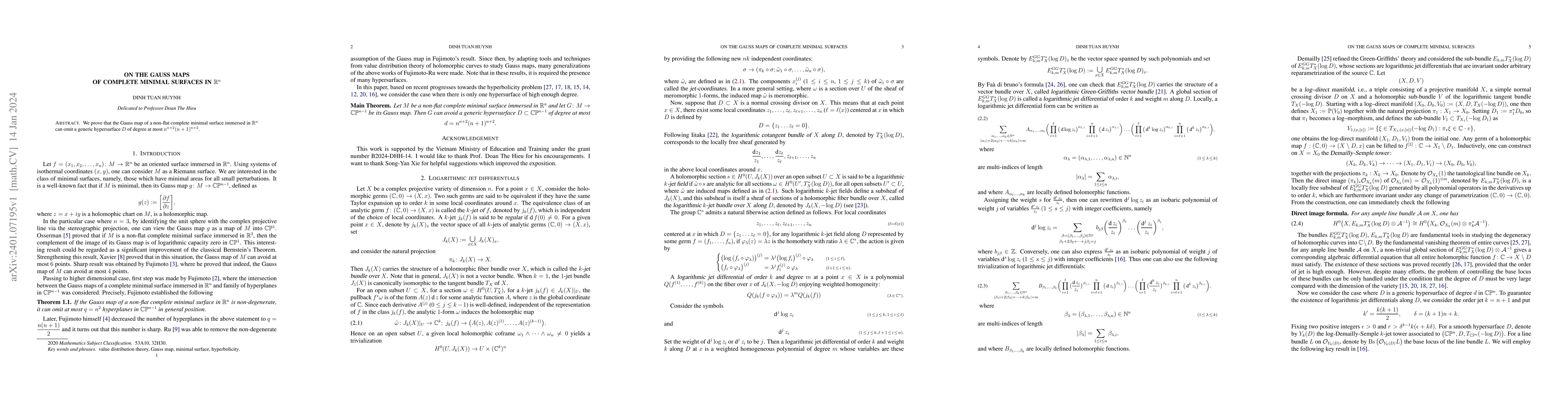 Thumbnail for On the Gauss maps of complete minimal surfaces in $\mathbb{R}^n$