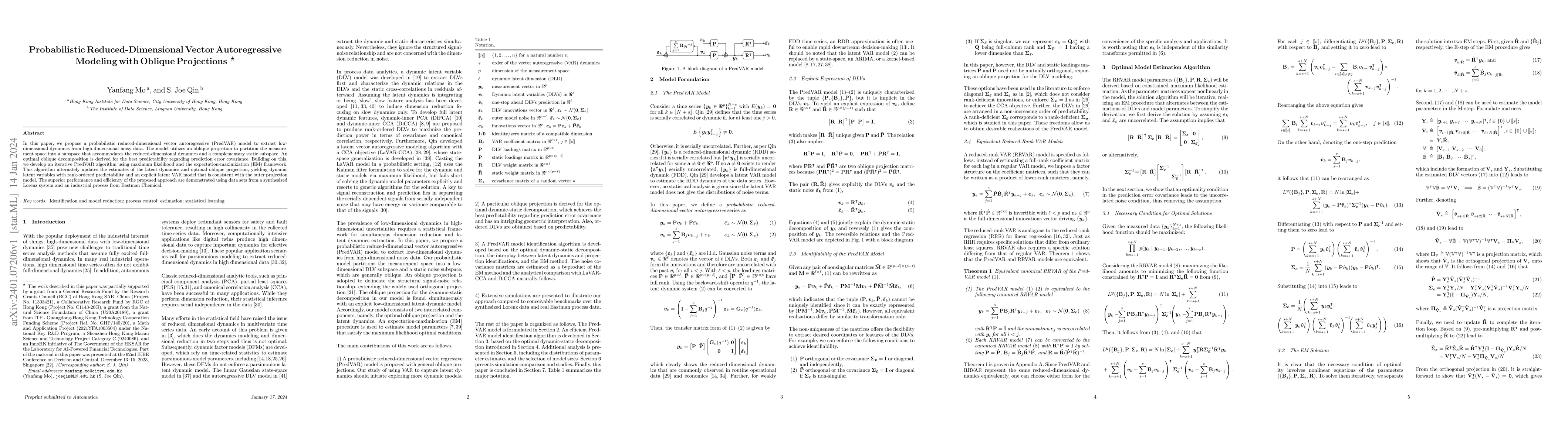 Thumbnail for Probabilistic Reduced-Dimensional Vector Autoregressive Modeling with
  Oblique Projections
